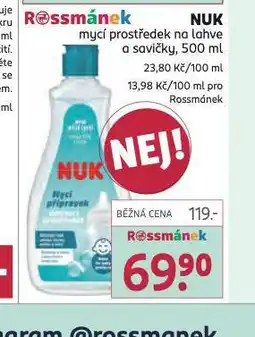 Rossmann Nuk mycí prostředek na lahve a savičky nabídka