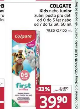 Rossmann Colgate kidr, junior zubní pasta nabídka