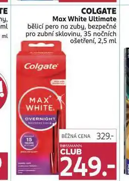 Rossmann Colgate max white ultimate bělicí pero na zuby nabídka