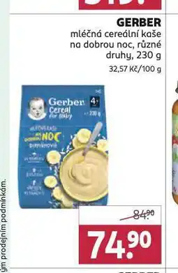 Rossmann Gerber mléčná cereální kaše na dobrou noc nabídka