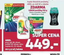 Rossmann Ariel prací gel, prášek, kapsle nabídka