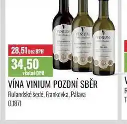 Ratio VÍNA VINIUM POZDNÍ SBĚR 0,187l nabídka