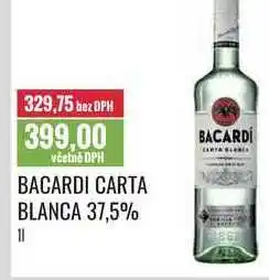 Ratio BACARDI CARTA BLANCA 37,5% 1l nabídka