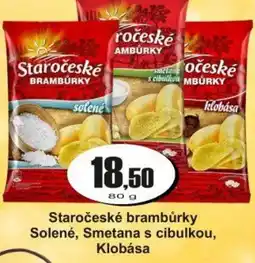 Adam Staročeské brambůrky Solené, Smetana s cibulkou, Klobása nabídka