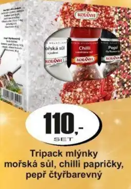 Adam KOTANYI Tripack mlýnky mořská sůl, chilli papričky, pepř čtyřbarevný nabídka