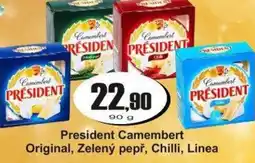 Adam President Camembert Original, Zelený pepř, Chilli, Linea nabídka