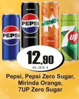 Adam Pepsi, Pepsi Zero Sugar, Mirinda Orange, 7UP Zero Sugar nabídka