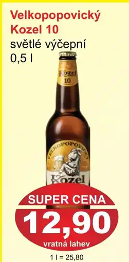 PLUS JIP Velkopopovický Kozel 10 světlé výčepní nabídka