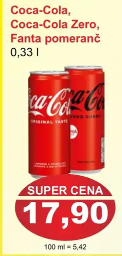 PLUS JIP Coca-Cola, Coca-Cola Zero, Fanta pomeranč nabídka