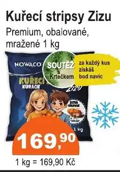 COOP DISKONT Nowaco Kuřecí stripsy Zizu Premium, obalované, mražené nabídka