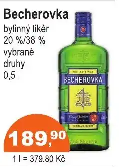 COOP DISKONT Becherovka bylinný likér 20%/38 % nabídka