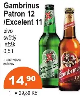 COOP DISKONT Gambrinus Patron 12 /Excelent 11 pivo světlý ležák nabídka
