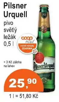 COOP DISKONT Pilsner Urquell pivo světlý ležák nabídka