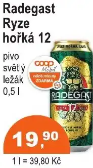 COOP DISKONT Radegast Ryze hořká 12 pivo světlý ležák nabídka