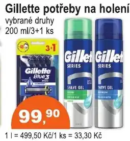 COOP DISKONT Gillette potřeby na holení nabídka