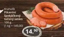 Potraviny CZ Krahulik Pikantní špekáčkový točený salám nabídka