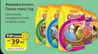 Avicentra krmivo Classic menu