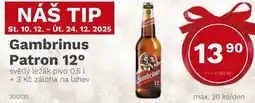 Konzum Gambrinus Patron 12° světlý ležák pivo nabídka