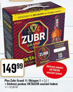 TEMPO Pivo Zubr Grand 11 Oktagon + Dárkový poukaz Oktagon součást balení nabídka