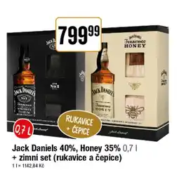TEMPO Jack Daniels 40%, Honey 35% + zimní set (rukavice a čepice) nabídka