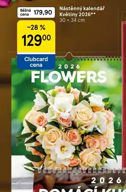 Tesco Nástěnný kalendář Květiny 2026 nabídka