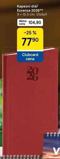 Tesco Kapesní diář Essenza 2026 nabídka