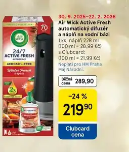 Tesco Air Wick Active Fresh automatický difuzér a náplň na vodní bázi nabídka