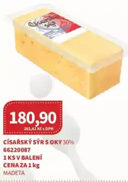 Kubík potraviny Císařský sýr s oky 30% nabídka