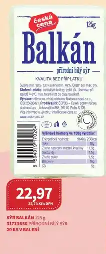 Kubík potraviny ČESKA CENA Sýr balkán nabídka