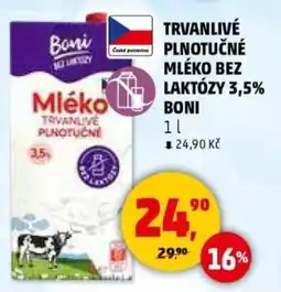 Penny Market Trvanlivé plnotučné mléko bez laktózy 3,5% boni nabídka