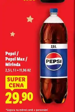 Lidl Pepsi / pepsi max / mirinda nabídka