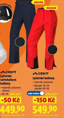 Lidl Dámské lyžařské kalhoty nabídka