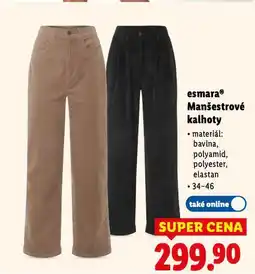 Lidl Manšestrové kalhoty nabídka