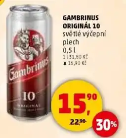 Penny Market Gambrinus originál 10 světlé výčepní nabídka
