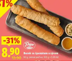 Lidl Burek se špenátem a sýrem nabídka