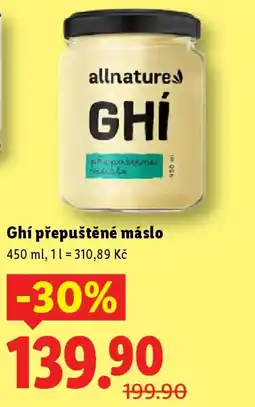 Lidl Ghí přepuštěné máslo nabídka