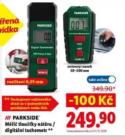 Lidl PARKSIDE Měřič tloušťky nátěru / digitální tachometr nabídka