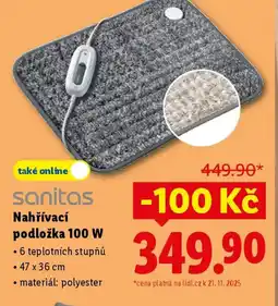 Lidl Sanitas Nahřívací podložka 100 W nabídka