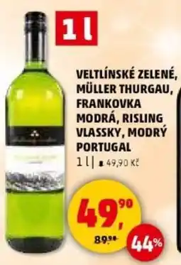 Penny Market Veltlínské zelené, müller thurgau, frankovka modrá, risling vlassky, modrý portugal nabídka