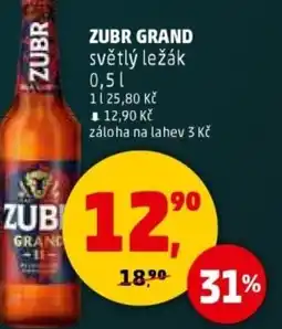 Penny Market Zubr grand světlý ležák nabídka