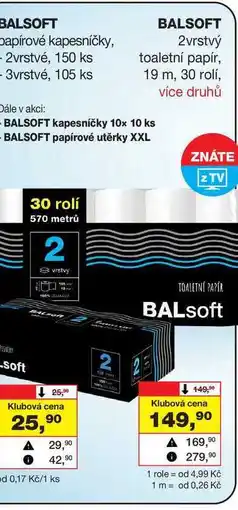 Barvy a laky drogerie BALSOFT 2vrstvý toaletní papír, 19 m, 30 rolí nabídka