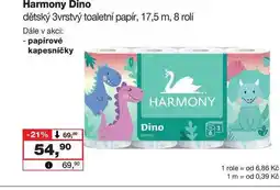 Barvy a laky drogerie Harmony Dino dětský 3vrstvý toaletní papír, 17,5 m, 8 rolí nabídka