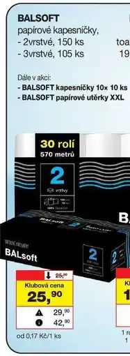 Barvy a laky drogerie BALSOFT papírové kapesníčky, - 2vrstvé, 150 ks nabídka