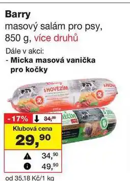 Barvy a laky drogerie Barry masový salám pro psy, 850 g nabídka