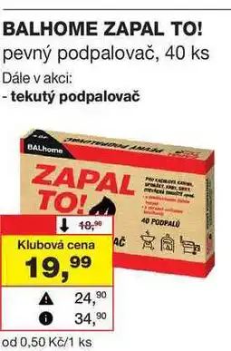 Barvy a laky drogerie BALHOME ZAPAL TO! pevný podpalovač, 40 ks nabídka