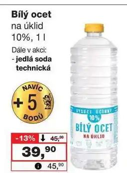 Barvy a laky drogerie Bílý ocet na úklid 10%, 1l nabídka