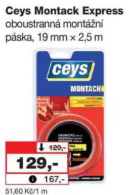 Barvy a laky drogerie Ceys Montack Express oboustranná montážní páska, 19 mm x 2,5 m nabídka
