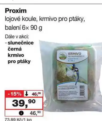 Barvy a laky drogerie Proxim lojové koule, krmivo pro ptáky, balení 6x 90 g nabídka