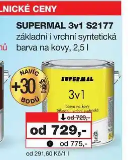 Barvy a laky drogerie NICKÉ CENY SUPERMAL 3v1 S2177 základní i vrchní syntetická ů barva na kovy, 2,5l nabídka