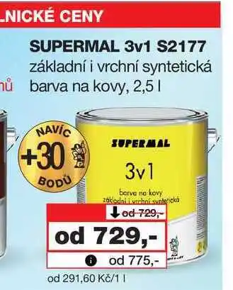 Barvy a laky drogerie NICKÉ CENY SUPERMAL 3v1 S2177 základní i vrchní syntetická ů barva na kovy, 2,5l nabídka